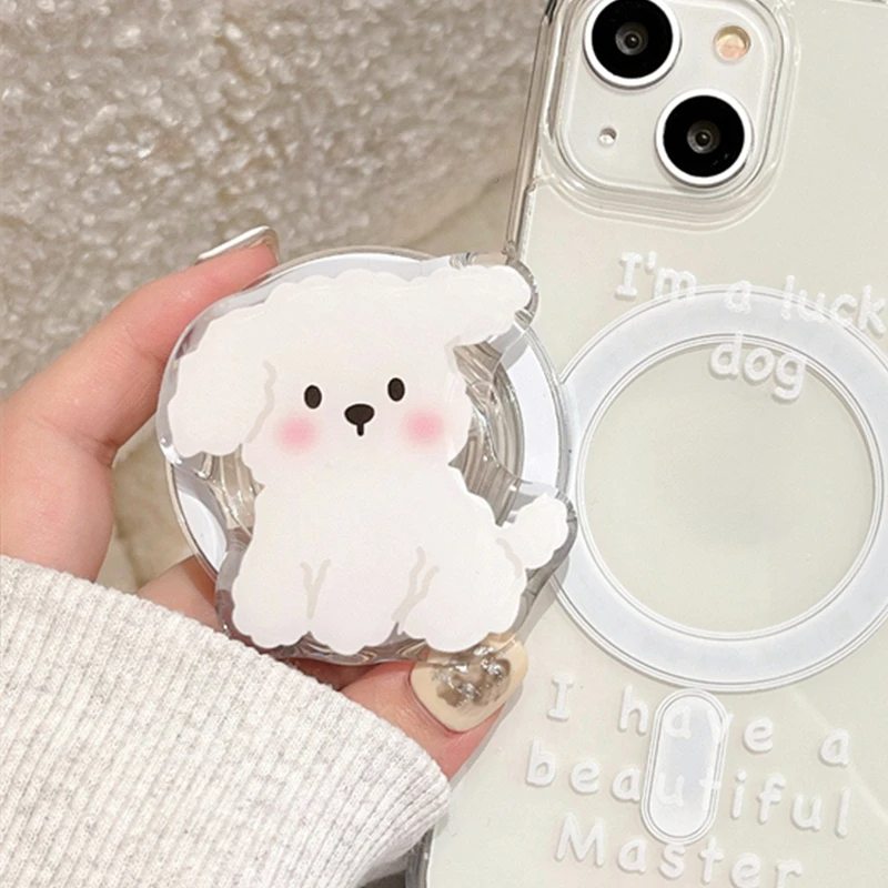Phone Accessories Ring Holder - Korea Cute White Dog For Magsafe