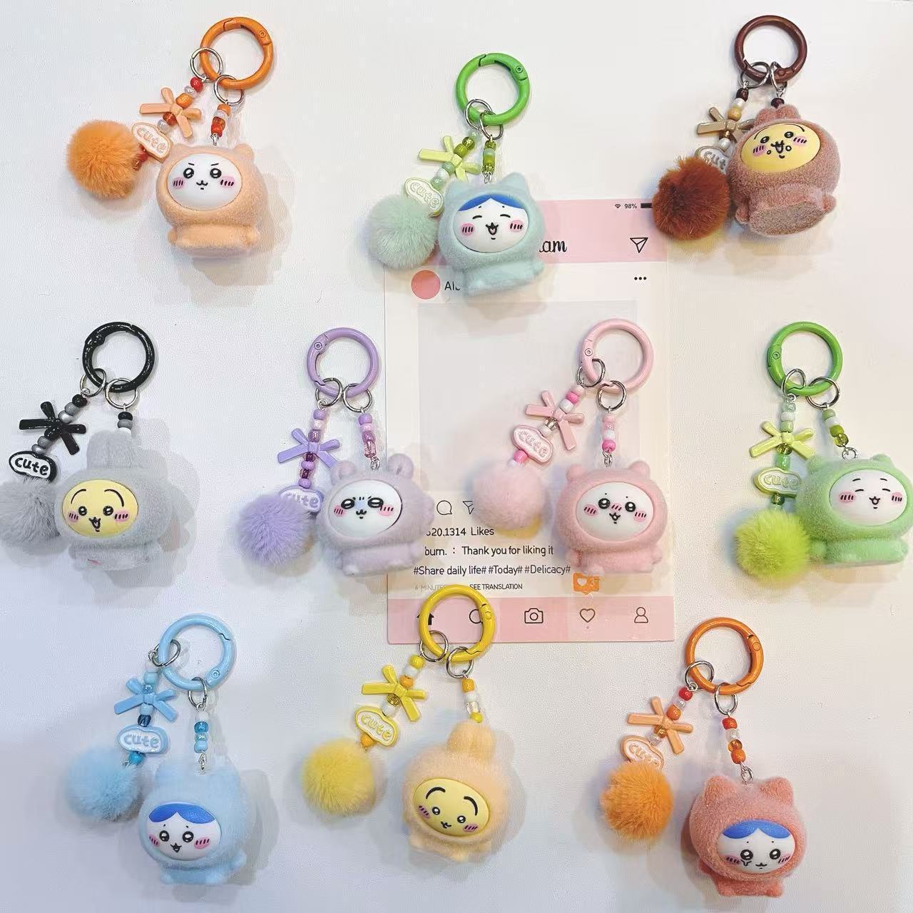 Phone Accessories Keychain - yiji Flocked Cartoon Keychain Cute Momonga