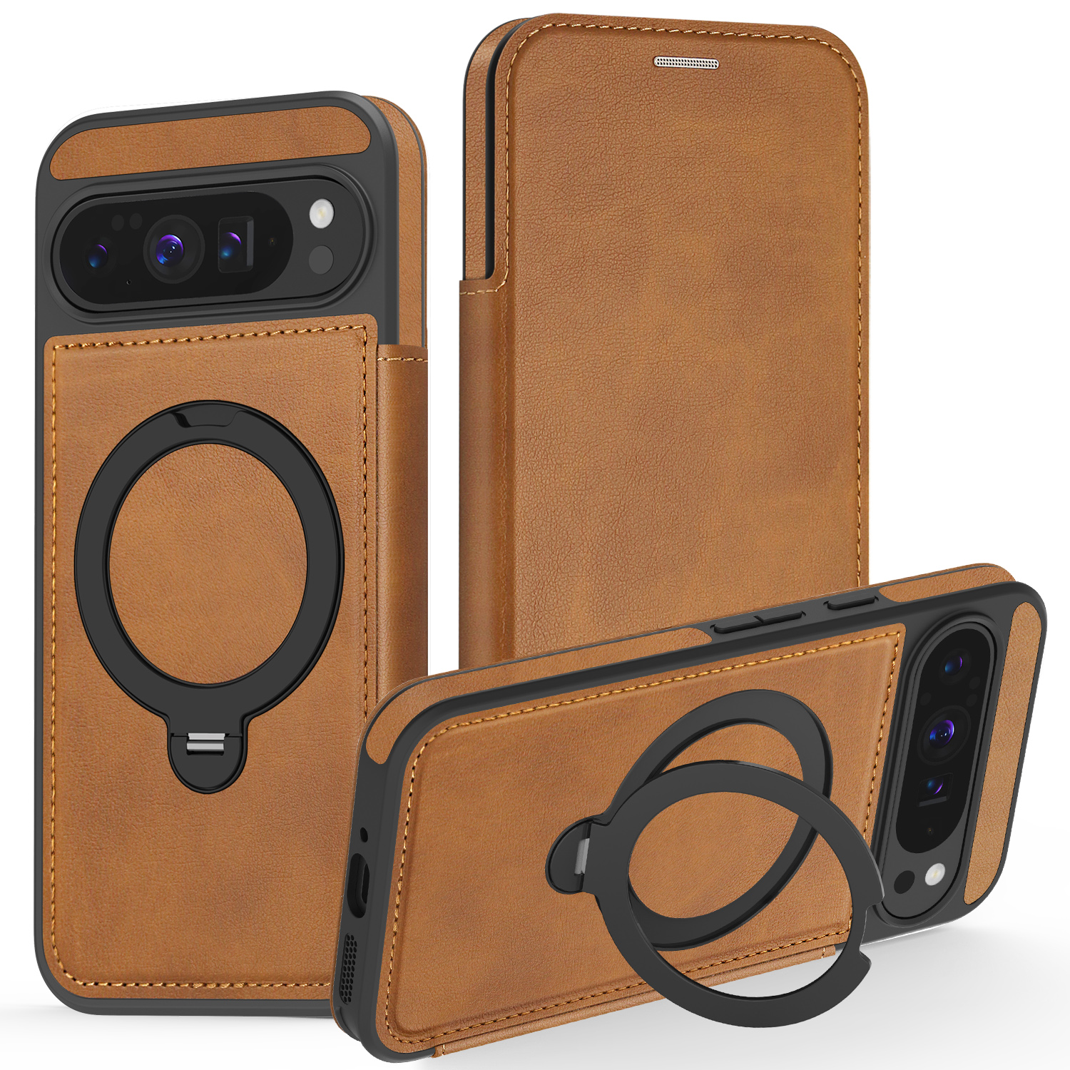 Phone Accessories Ring Holder - 360 Rotating Ring Holder Magnetic Leather