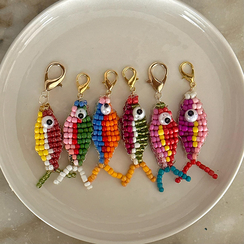 Phone Accessories Keychain - 10pcs Colorful Bead Small Fish Pendant