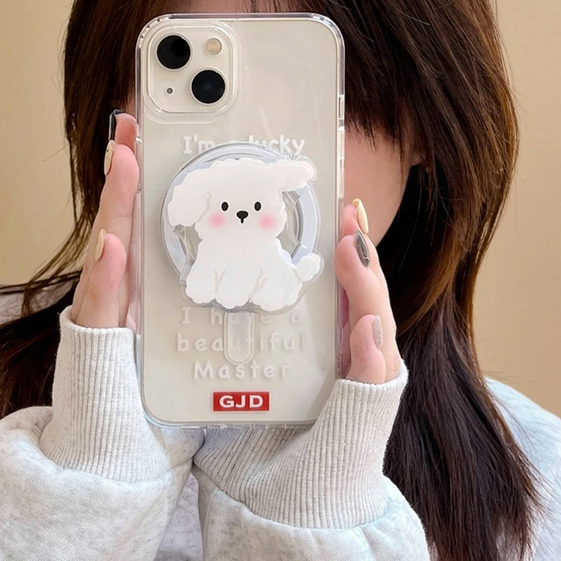 Korea Cute White Dog For Magsa - Phone Accessories Ring Holder review and price