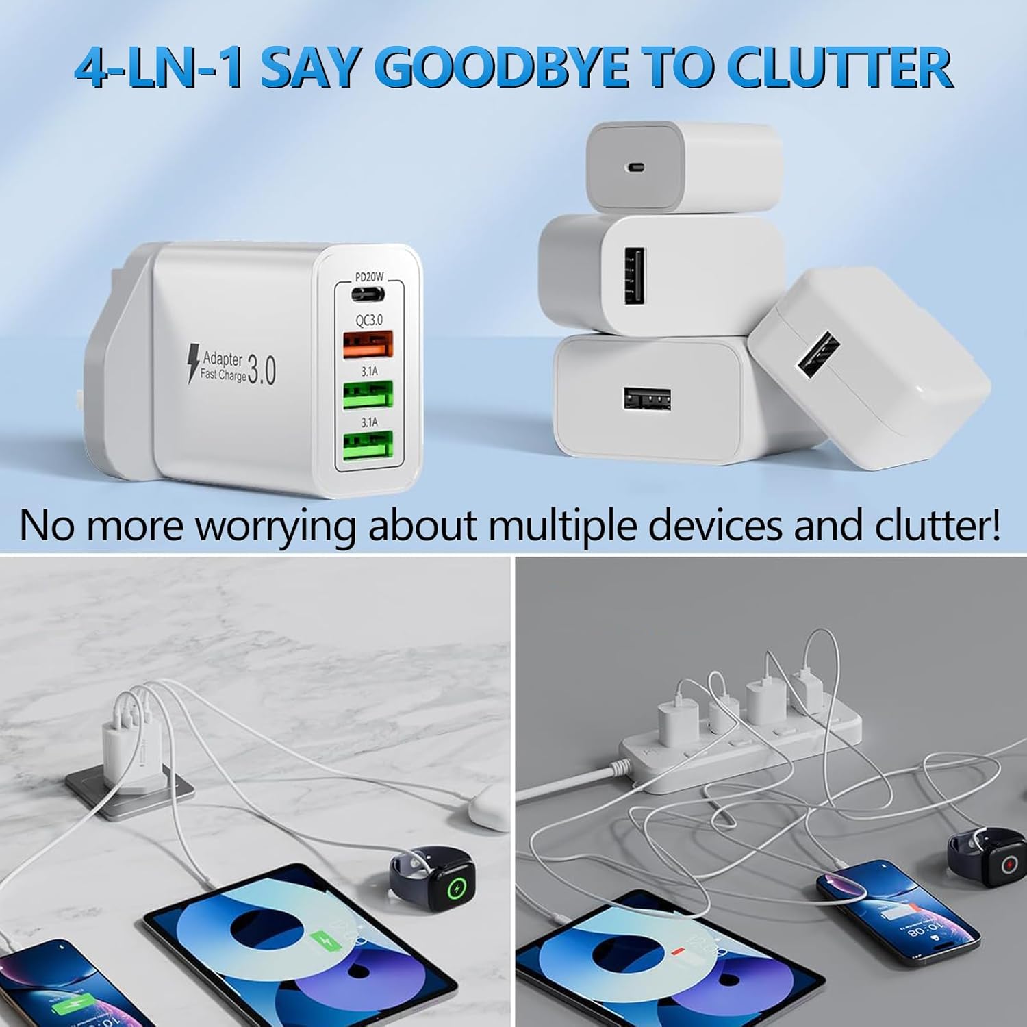 UK Plug 4-Port USB-A&USB-C Wal - Phone Accessories From China review and price