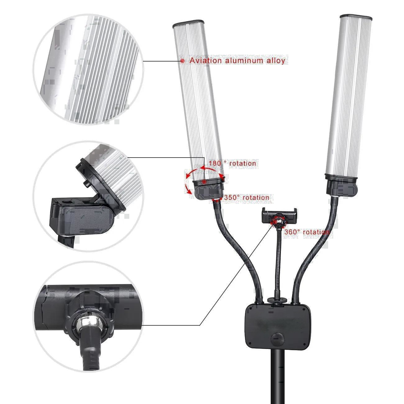 45W Double Arm Fill Ring Light - Led Strip Selfie review and price