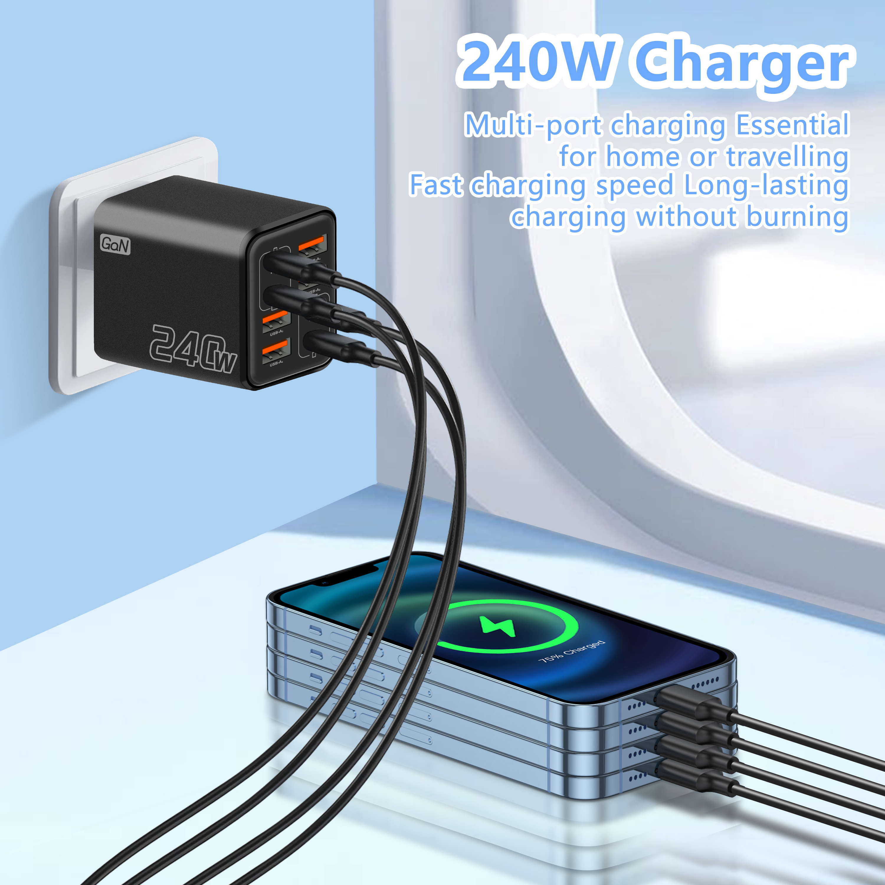 240W GaN USB C Charger 8 in 1  - Phone Accessories Supplier review and price
